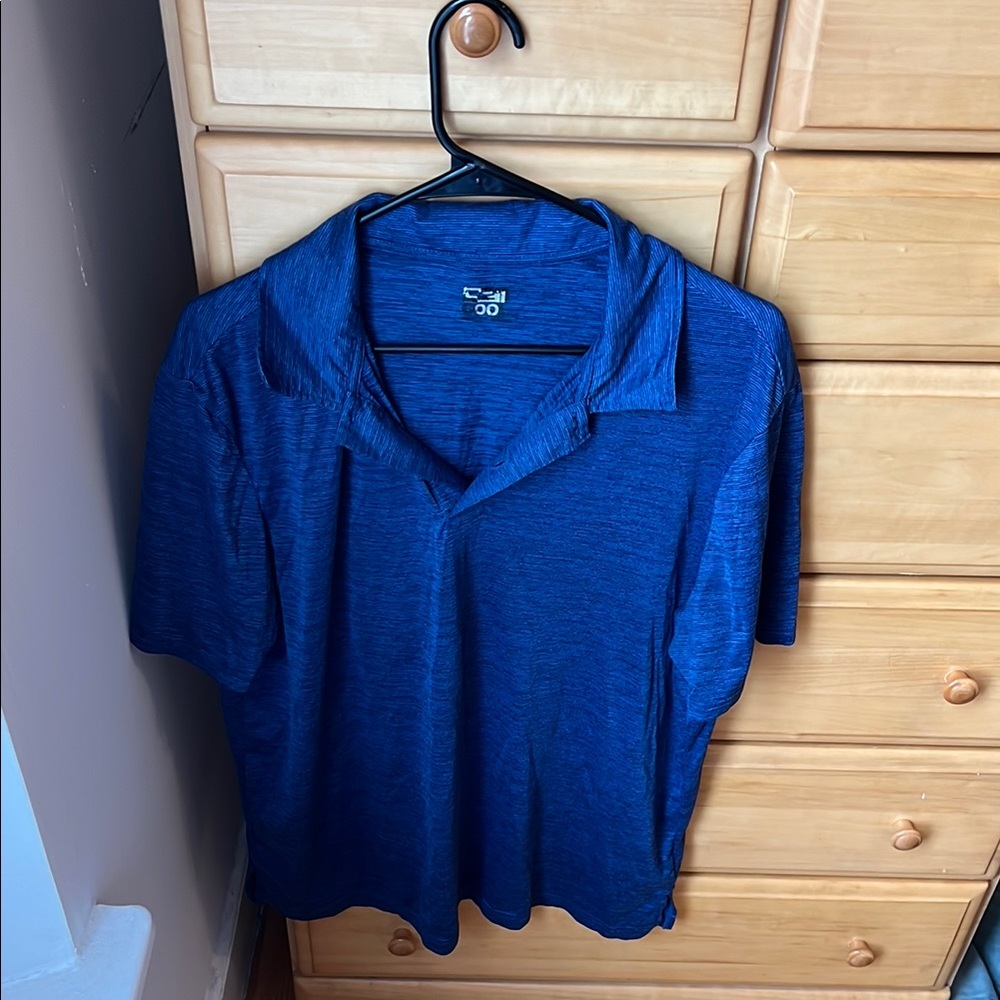 Men's Blue Striped Polo Shirt